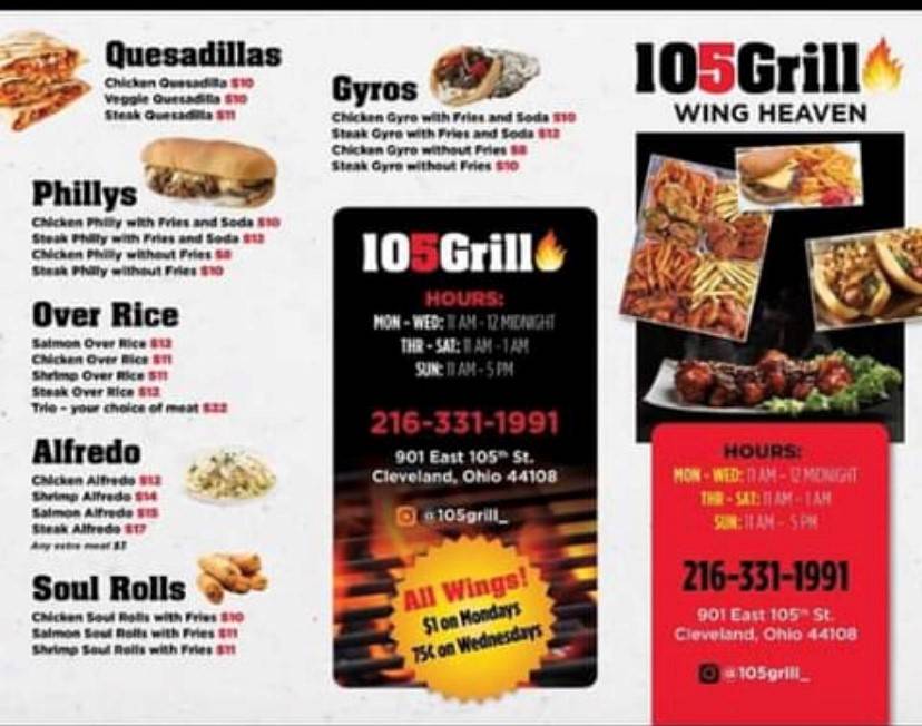 105 GRILL | restaurant | 901 E 105th St, Cleveland, OH 44108, USA | 2163311991 OR +1 216-331-1991