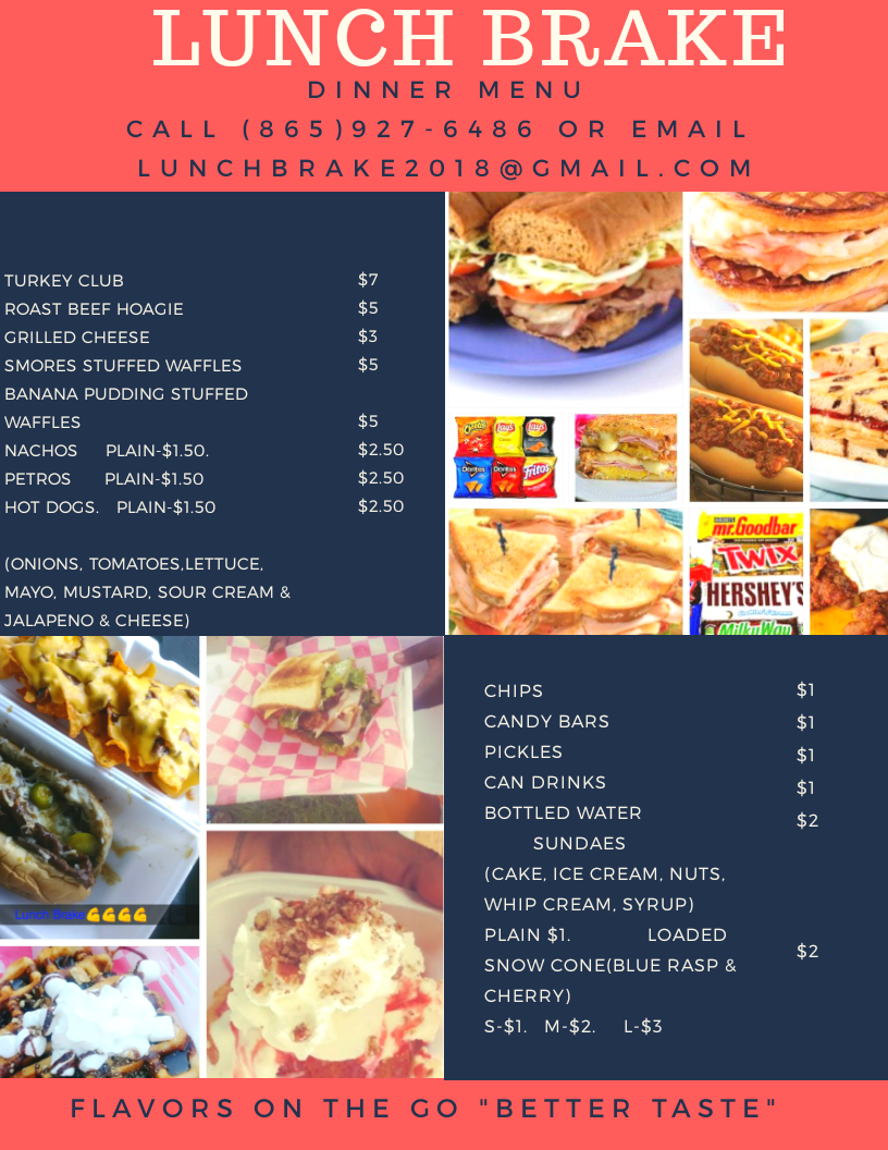 Lunch Brake | restaurant | 501 Oakland St, Knoxville, TN 37914, USA | 8659276486 OR +1 865-927-6486