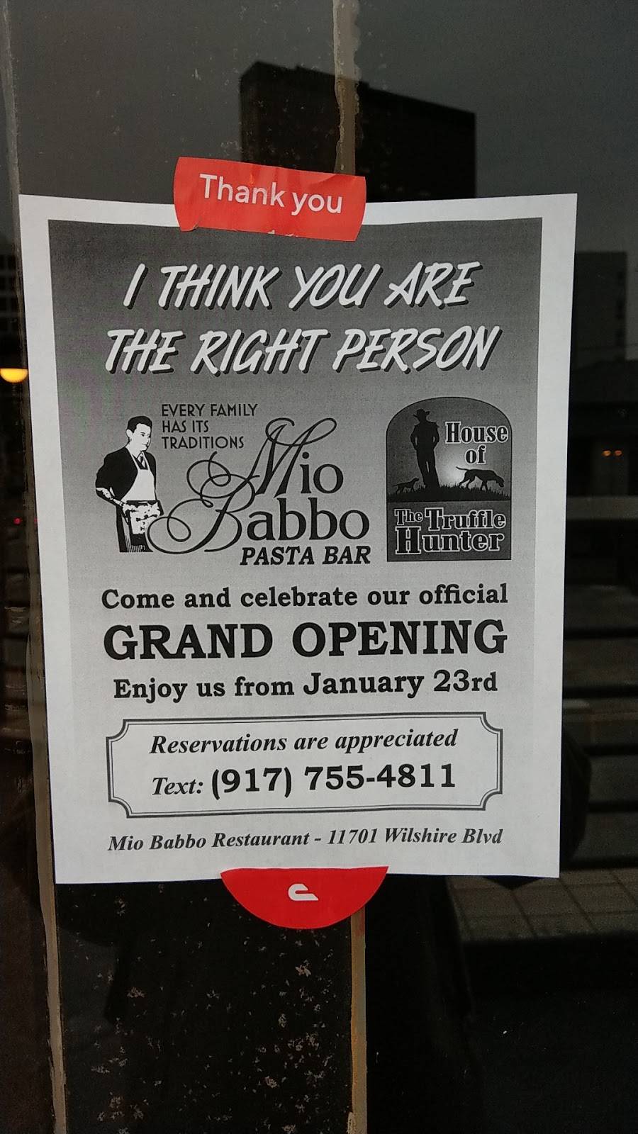 Mio Babbo Pasta Bar & Ristorante | restaurant | 11701 Wilshire Blvd, Los Angeles, CA 90025, USA | 3104773880 OR +1 310-477-3880