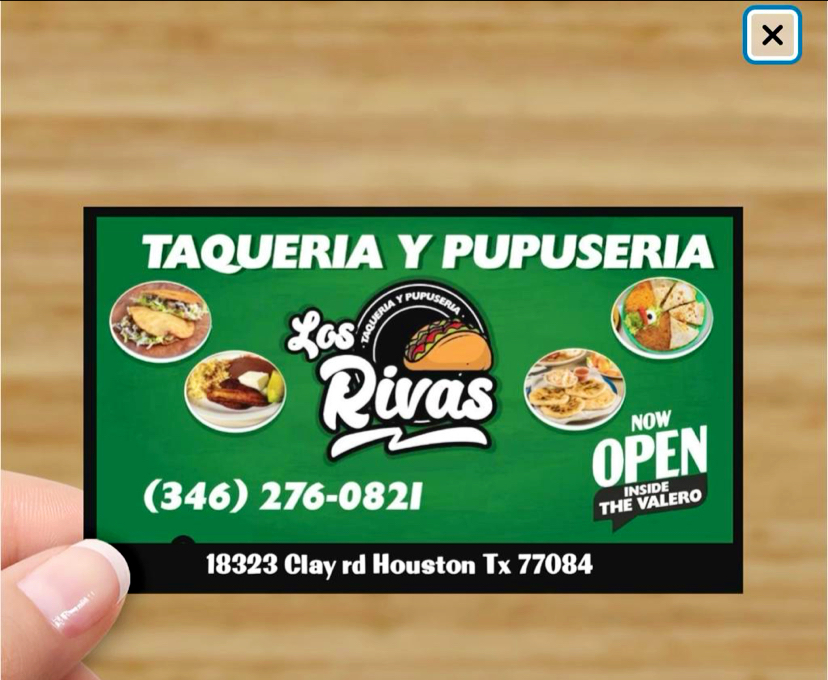 Taqueria y Pupuseria Los Rivas | restaurant | 18323 Clay Rd, Houston, TX 77084, USA | 3462760821 OR +1 346-276-0821