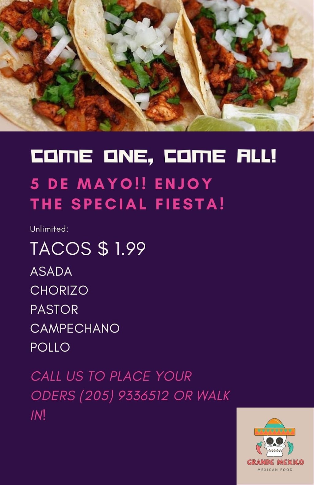 Grande Mexico | restaurant | 2236 Highland Ave, Birmingham, AL 35205, USA | 2059336512 OR +1 205-933-6512