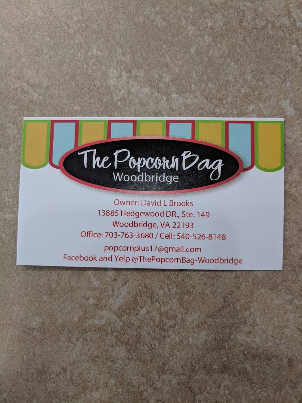 The Popcorn Bag | restaurant | 13885 Hedgewood Dr STE 149, Woodbridge, VA 22193, USA | 7037633680 OR +1 703-763-3680