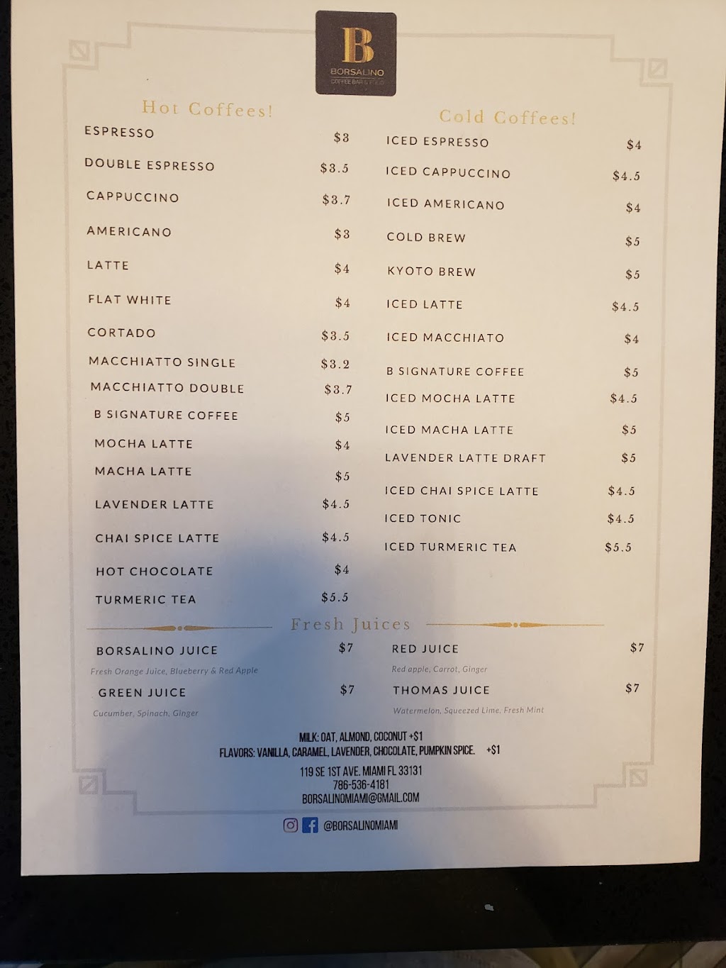 Borsalino Coffee Bar & Food | restaurant | 9801 NE 2nd Ave, Miami Shores, FL 33138, USA | 7869074924 OR +1 786-907-4924