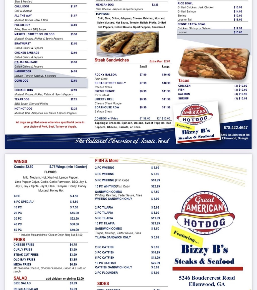 Bizzy B’s Steaks | restaurant | 5246 Bouldercrest Rd, Ellenwood, GA 30294, USA | 6784224647 OR +1 678-422-4647