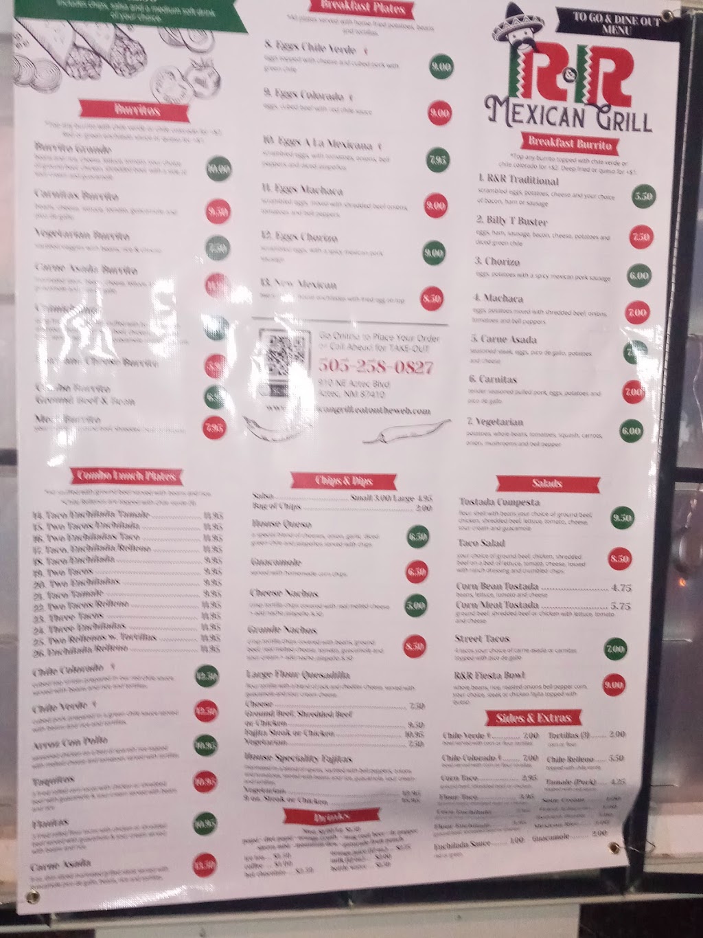 R&R Mexican Grill | restaurant | 910 NE Aztec Blvd, Aztec, NM 87410, USA | 5052580827 OR +1 505-258-0827