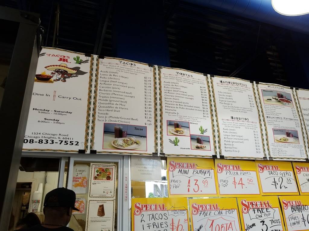 Tacos Jr | restaurant | 1524 Chicago Rd, Chicago Heights, IL 60411, USA | 7088337552 OR +1 708-833-7552
