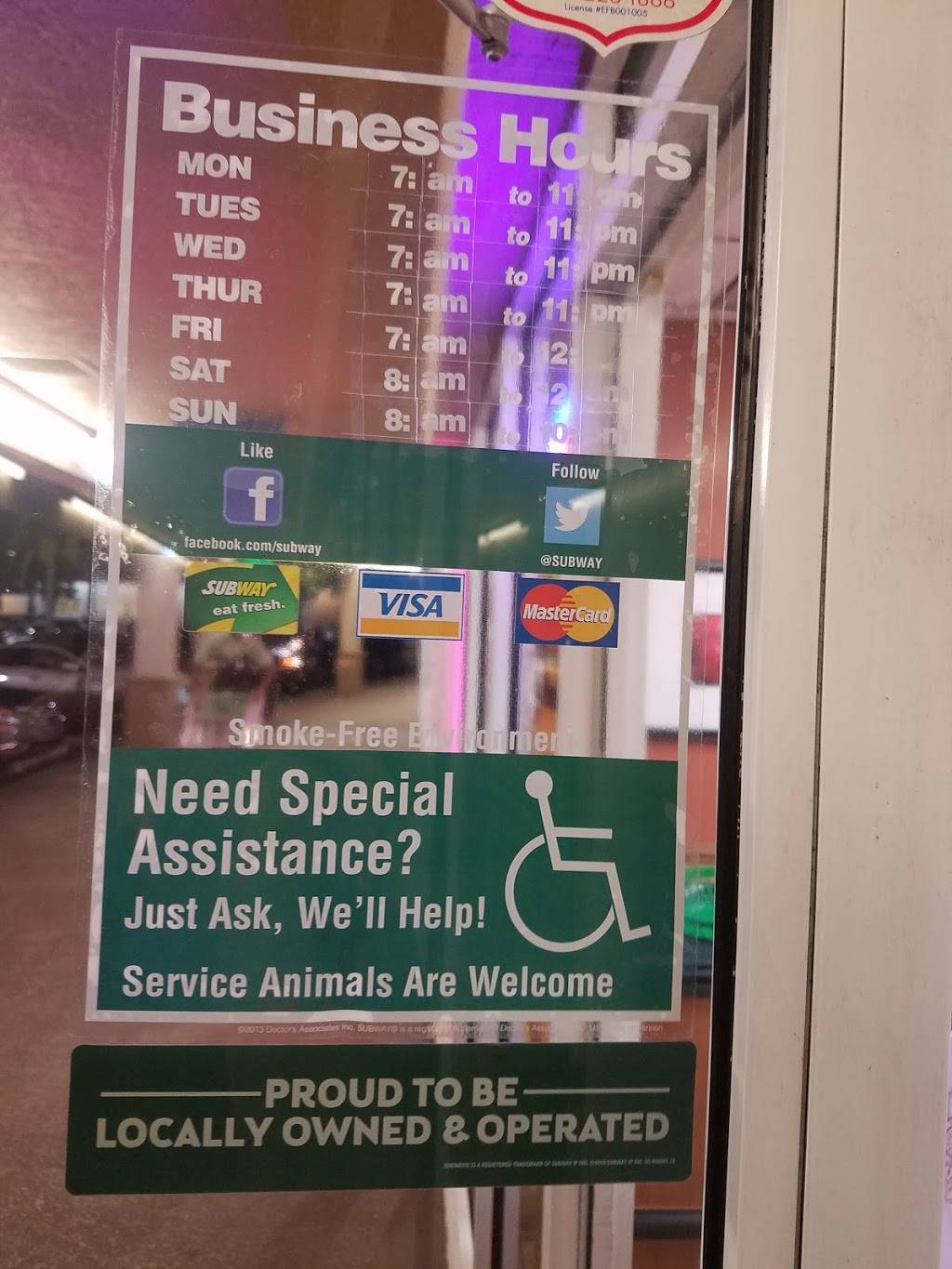 Subway Restaurants | restaurant | 20521 Old Cutler Rd, Cutler Bay, FL 33189, USA | 3052543700 OR +1 305-254-3700