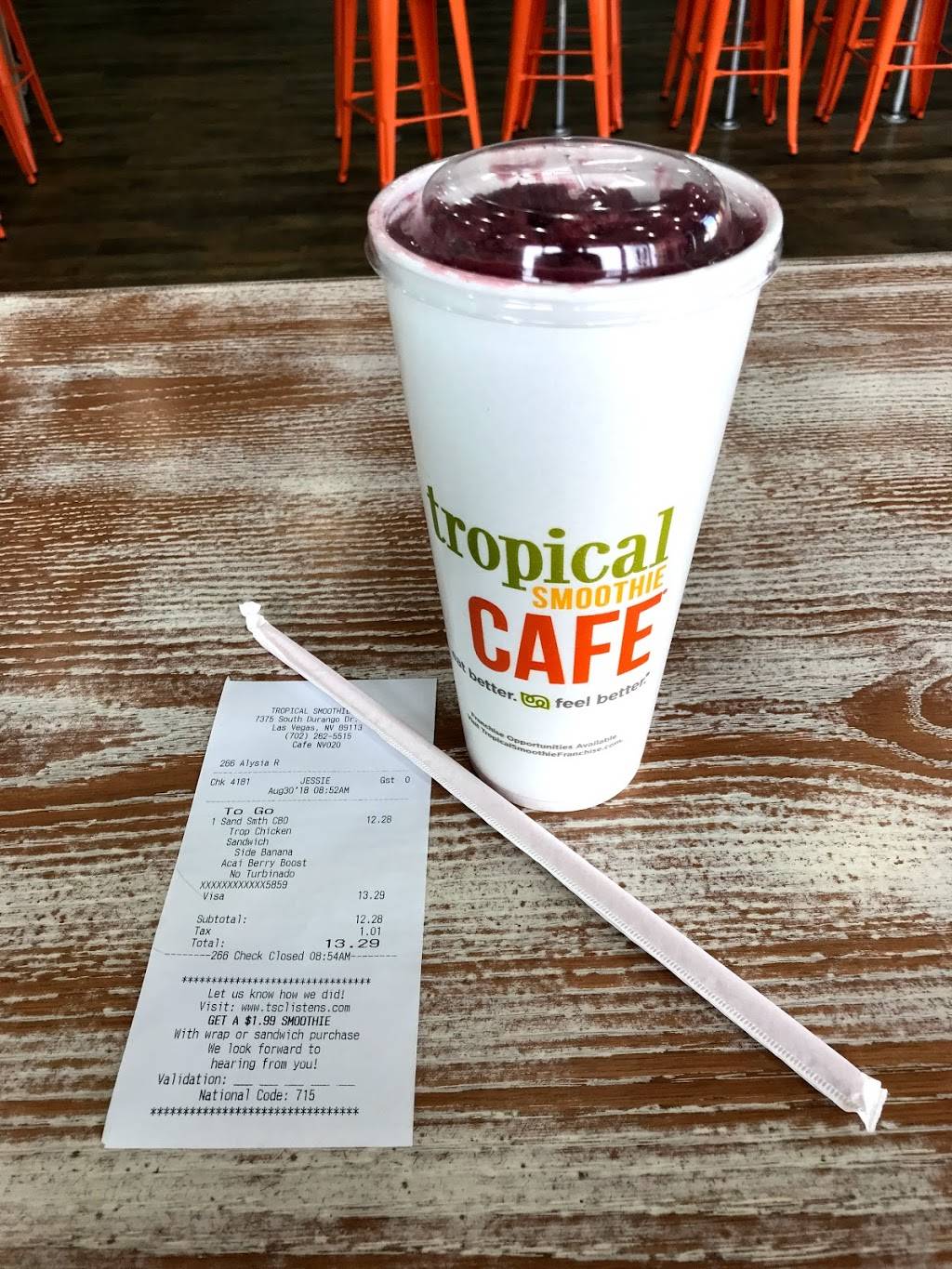 Tropical Smoothie Cafe | restaurant | 7375 S Durango Dr #107, Las Vegas, NV 89113, USA | 7022625515 OR +1 702-262-5515