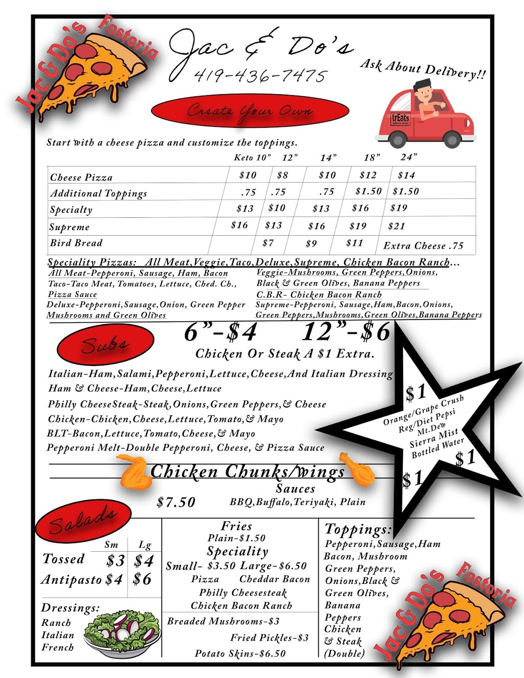 Jac And Dos | restaurant | 117 N Main St, Fostoria, OH 44830, USA | 4194367475 OR +1 419-436-7475