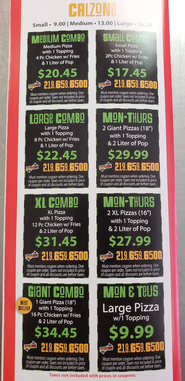 Isabellas Pizza | restaurant | 1932 Calumet Ave, Whiting, IN 46394, USA | 2196596500 OR +1 219-659-6500