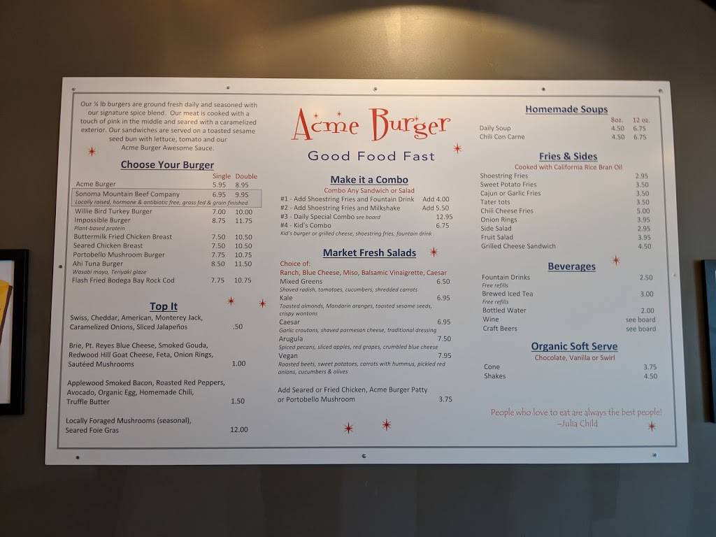 Acme Burger | restaurant | 550 E Cotati Ave, Cotati, CA 94931, USA | 7076655620 OR +1 707-665-5620