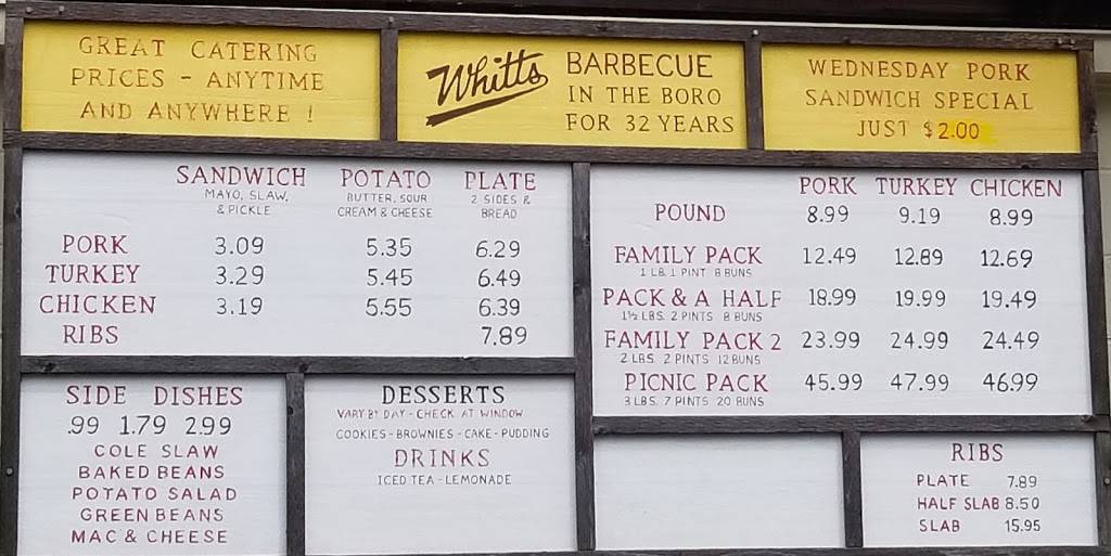 Whitts Barbecue | restaurant | 105 Sulphur Springs Rd, Murfreesboro, TN 37129, USA | 6158900235 OR +1 615-890-0235