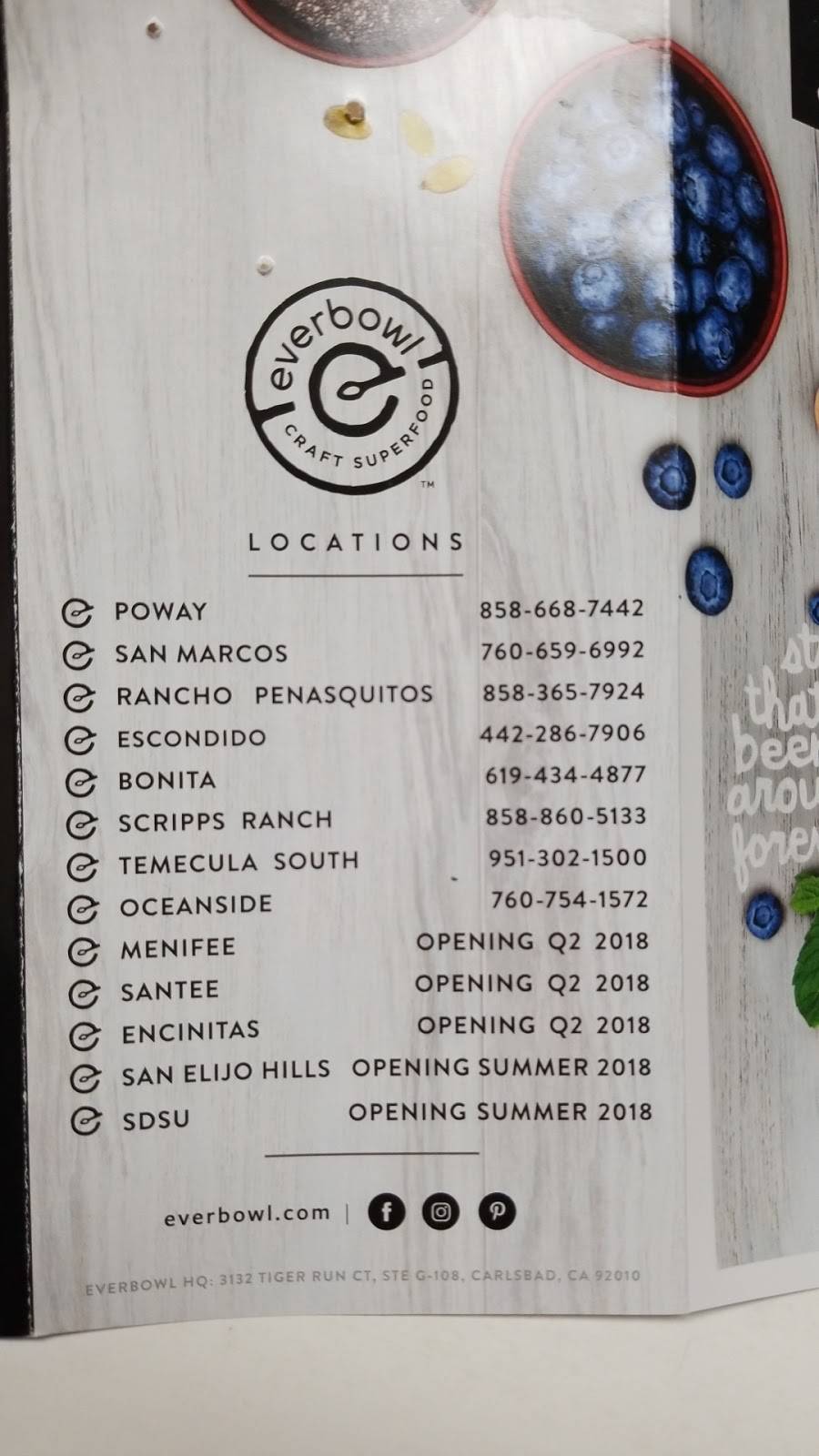 Everbowl | restaurant | 9862 Mission Gorge Rd, Santee, CA 92071, USA | 6199384995 OR +1 619-938-4995