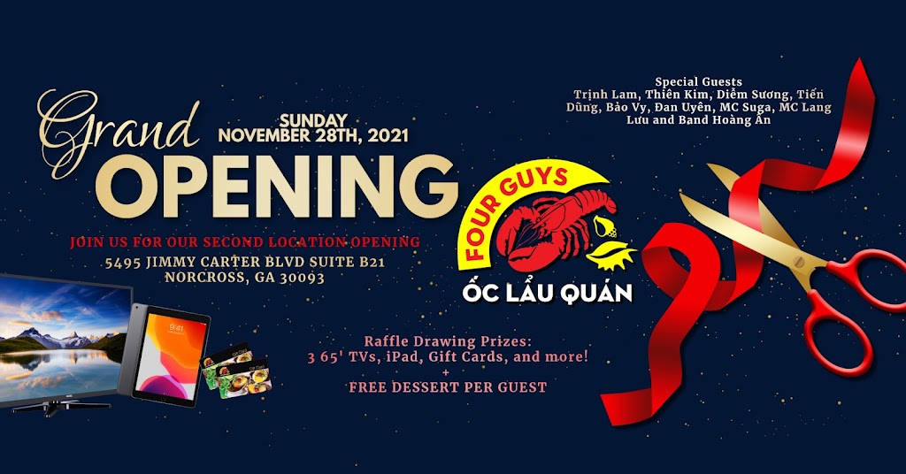 Four Guys Ốc Lẩu Quán Norcross | restaurant | 5495 Jimmy Carter Blvd Suite B21, Norcross, GA 30093, USA | 7705586168 OR +1 770-558-6168