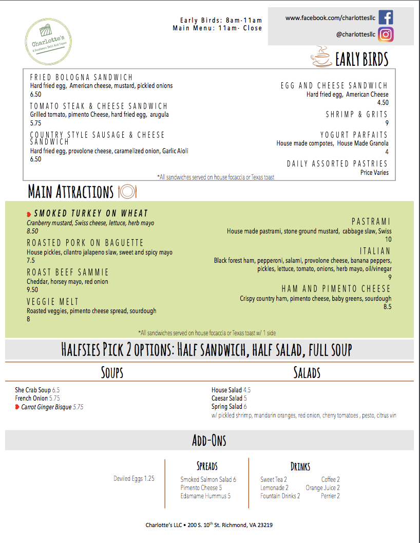 Charlottes Southern Deli and Tapas | restaurant | 200 S 10th St, Richmond, VA 23219, USA | 8046440044 OR +1 804-644-0044