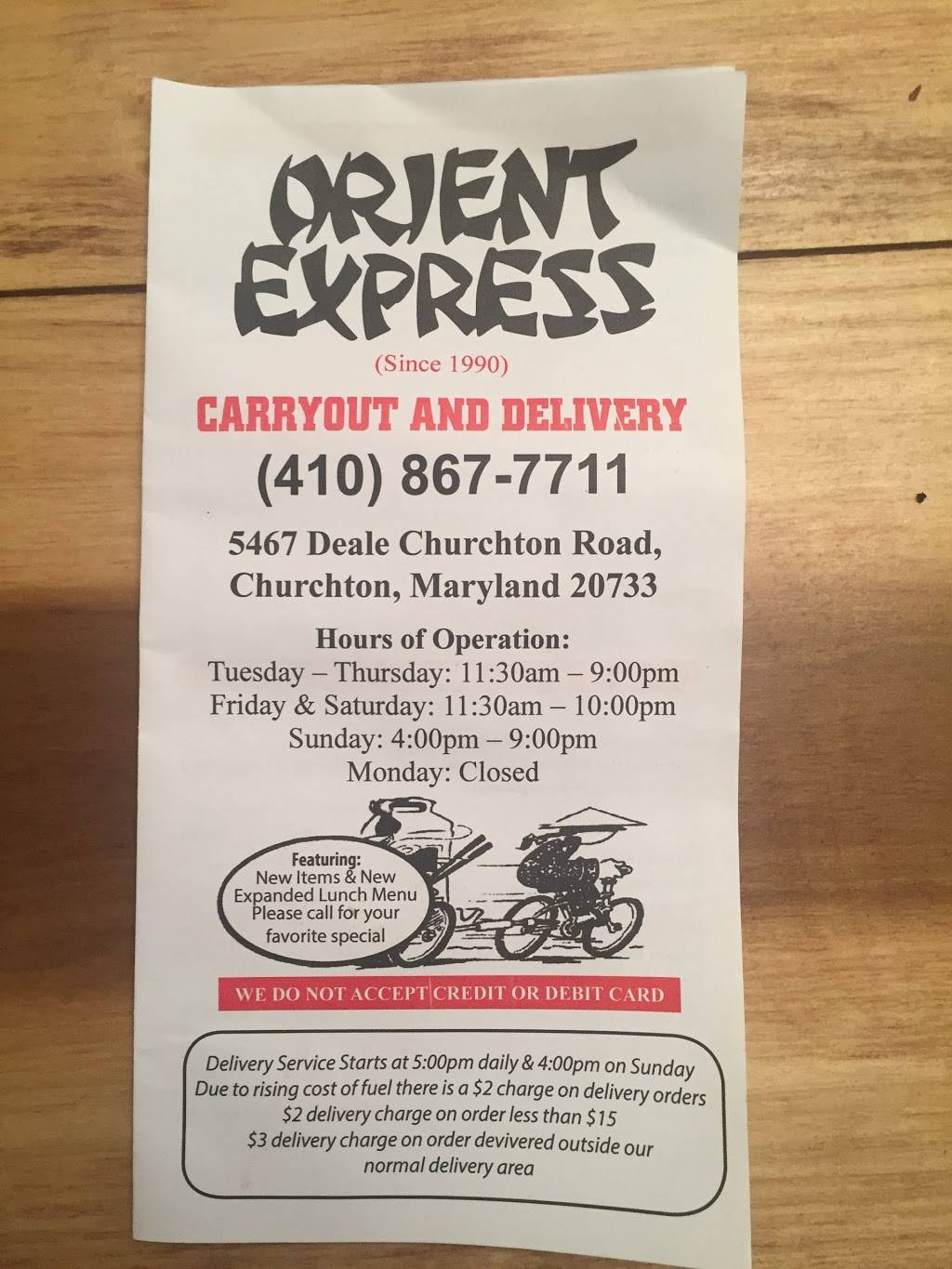 Orient Express Carry-Out | meal takeaway | 5467 Deale Churchton Rd, Churchton, MD 20733, USA | 4108677711 OR +1 410-867-7711