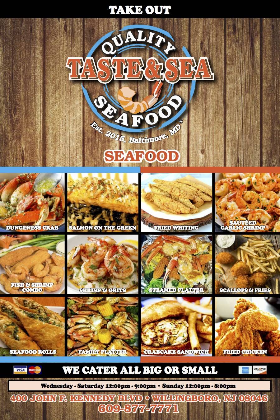 Taste & Sea | restaurant | 400 John F Kennedy Way Suite 100, Willingboro, NJ 08046, USA | 6098777771 OR +1 609-877-7771