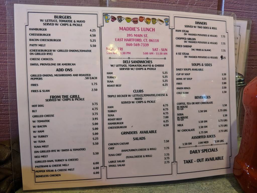 Maddies | restaurant | 395 Main St, East Hartford, CT 06118, USA | 8605697339 OR +1 860-569-7339
