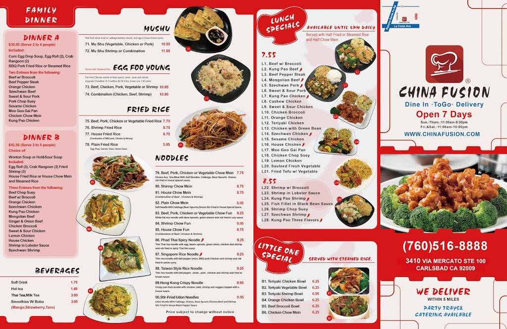 China Fusion- La Costa | restaurant | 3410 Via Mercato Ste 100, Carlsbad, CA 92009, USA | 7605168888 OR +1 760-516-8888