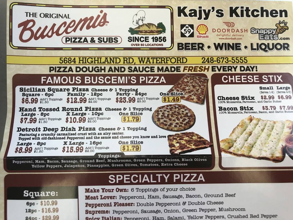 The Original Buscemis | restaurant | 5684 Highland Rd, Waterford Twp, MI 48327, USA | 2486735555 OR +1 248-673-5555