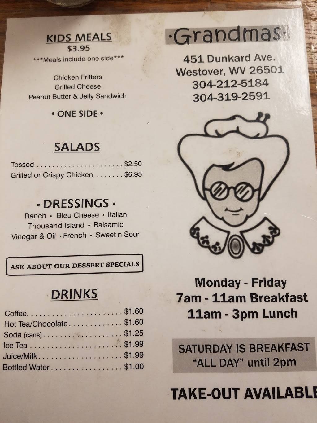 Grandma Jeans Country Kitchen | restaurant | 451 Dunkard Ave, Westover, WV 26501, USA | 3042125184 OR +1 304-212-5184