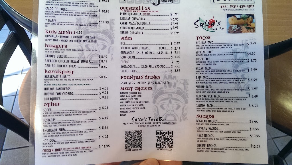 Salsas Taco Bar | restaurant | 95 Mt Hermon Rd, Scotts Valley, CA 95066, USA | 8314382567 OR +1 831-438-2567