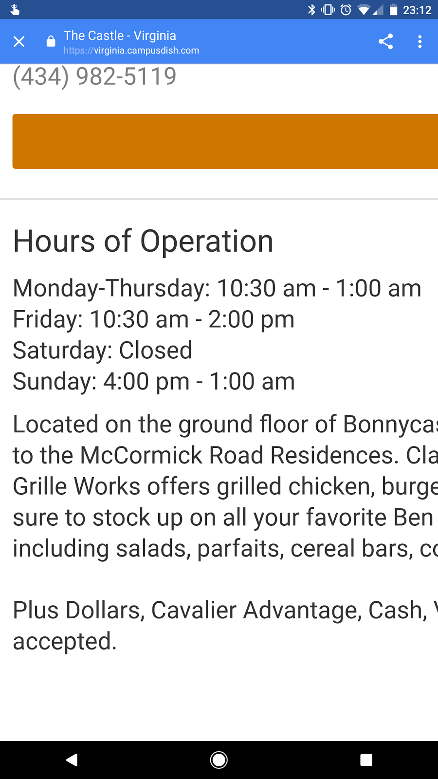 The Castle | restaurant | 10 Bonnycastle Dr, Charlottesville, VA 22903, USA | 4349825119 OR +1 434-982-5119