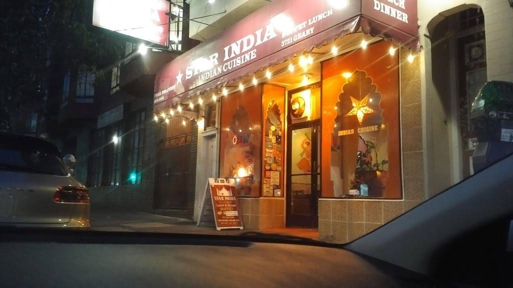 Star India | restaurant | 3208, 3721 Geary Blvd, San Francisco, CA 94118, USA | 4156684466 OR +1 415-668-4466