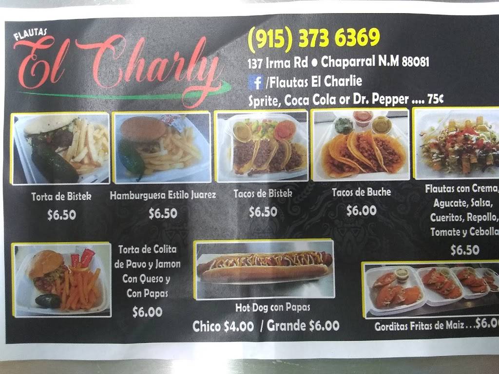 Flautas El Charly | restaurant | 137 Irma Rd, Chaparral, NM 88081, USA | 9153736369 OR +1 915-373-6369