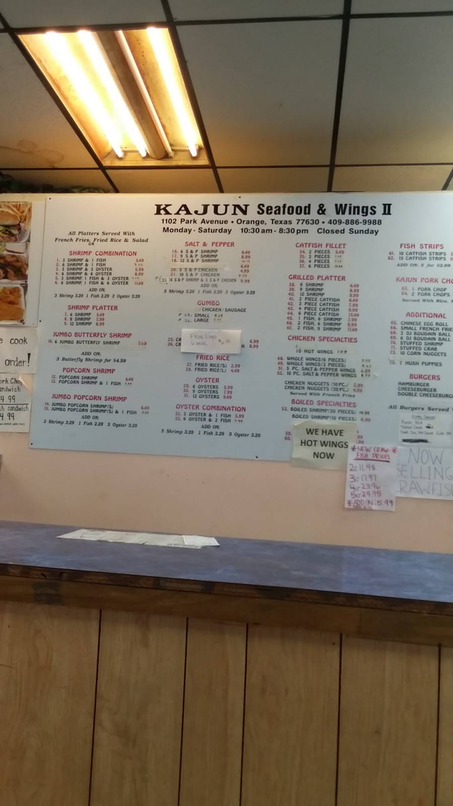 Kajun Seafood & Wings 2 | restaurant | 1102 W Park Ave, Orange, TX 77630, USA | 4098869988 OR +1 409-886-9988