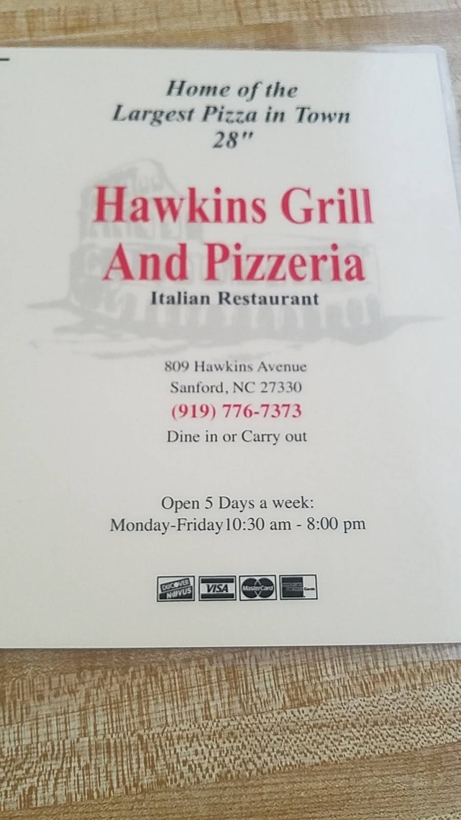Hawkins Grill & Pizzeria | restaurant | 809 Hawkins Ave, Sanford, NC 27330, USA | 9197767373 OR +1 919-776-7373