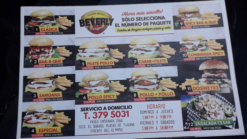 Beverly Burgers | restaurant | Paseo Ensenada 2168, Playas, Dorada, 22500 Tijuana, B.C., Mexico | 016643795031 OR +52 664 379 5031