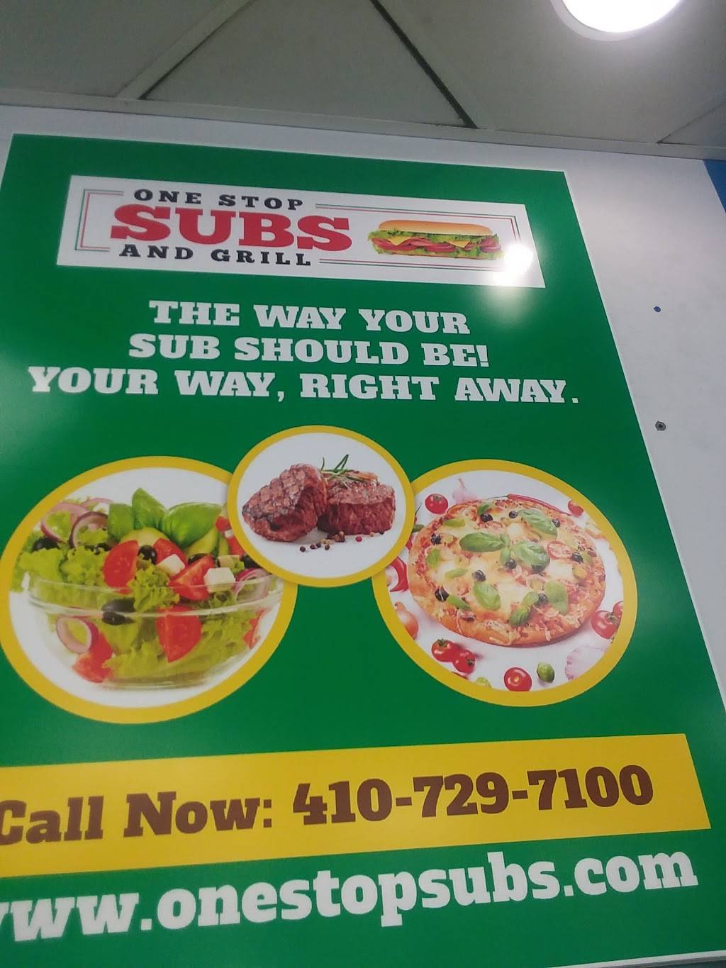 One Stop Subs and Grill | restaurant | 8556 Veterans Hwy, Millersville, MD 21108, USA | 4107297100 OR +1 410-729-7100