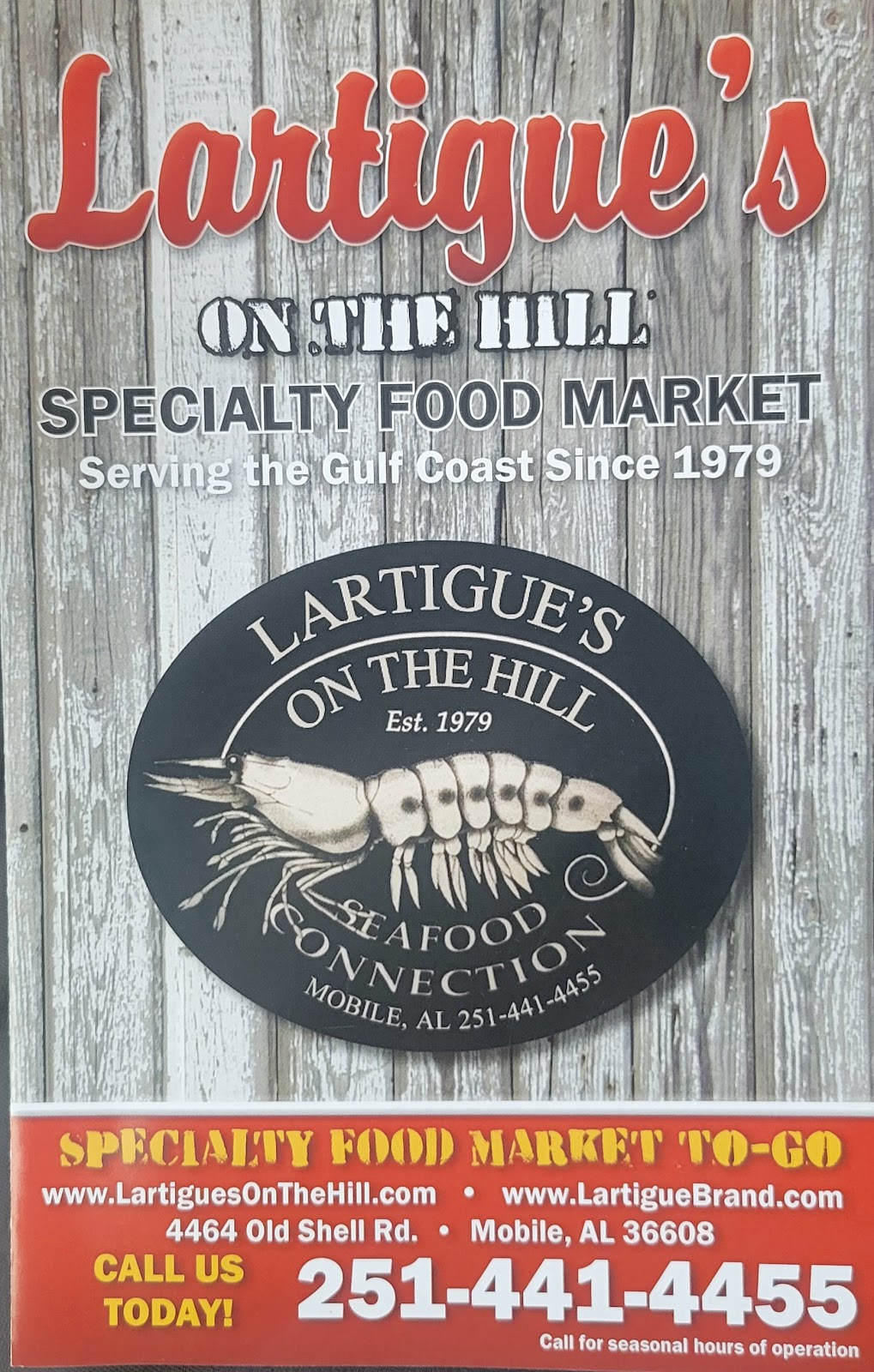 Lartiques on the hill | restaurant | 4464 Old Shell Rd, Mobile, AL 36608, USA | 2514414455 OR +1 251-441-4455