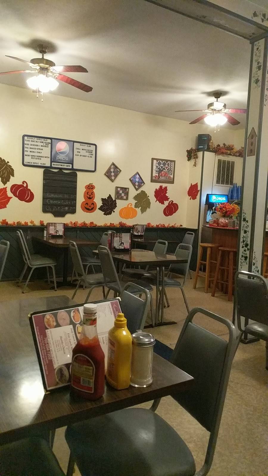 Backstreet Cafe | cafe | 551 Myrtle Ave, Frankfort, IN 46041, USA | 7656547202 OR +1 765-654-7202