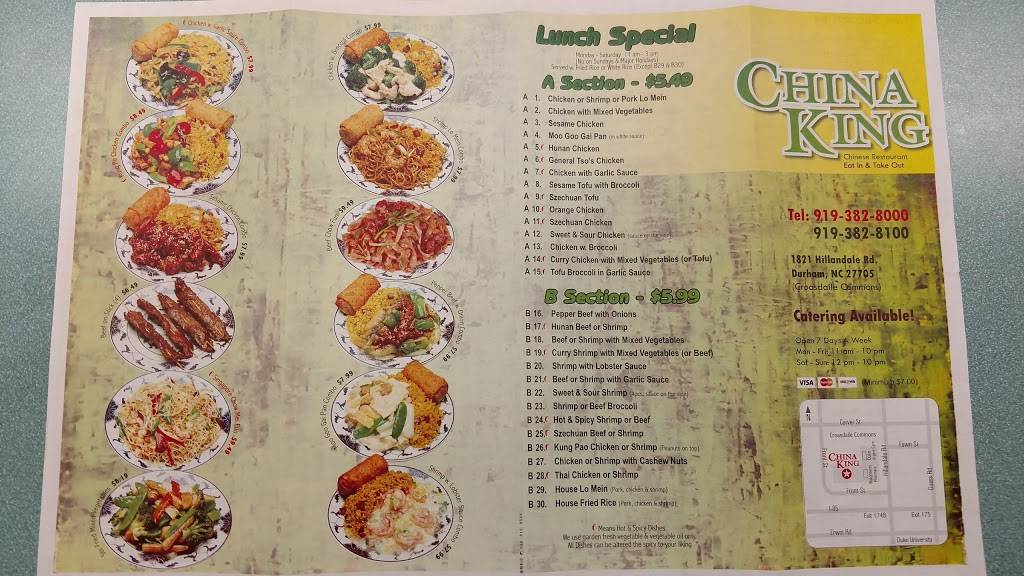 China King | restaurant | 1821 Hillandale Rd, Durham, NC 27705, USA | 9193828000 OR +1 919-382-8000
