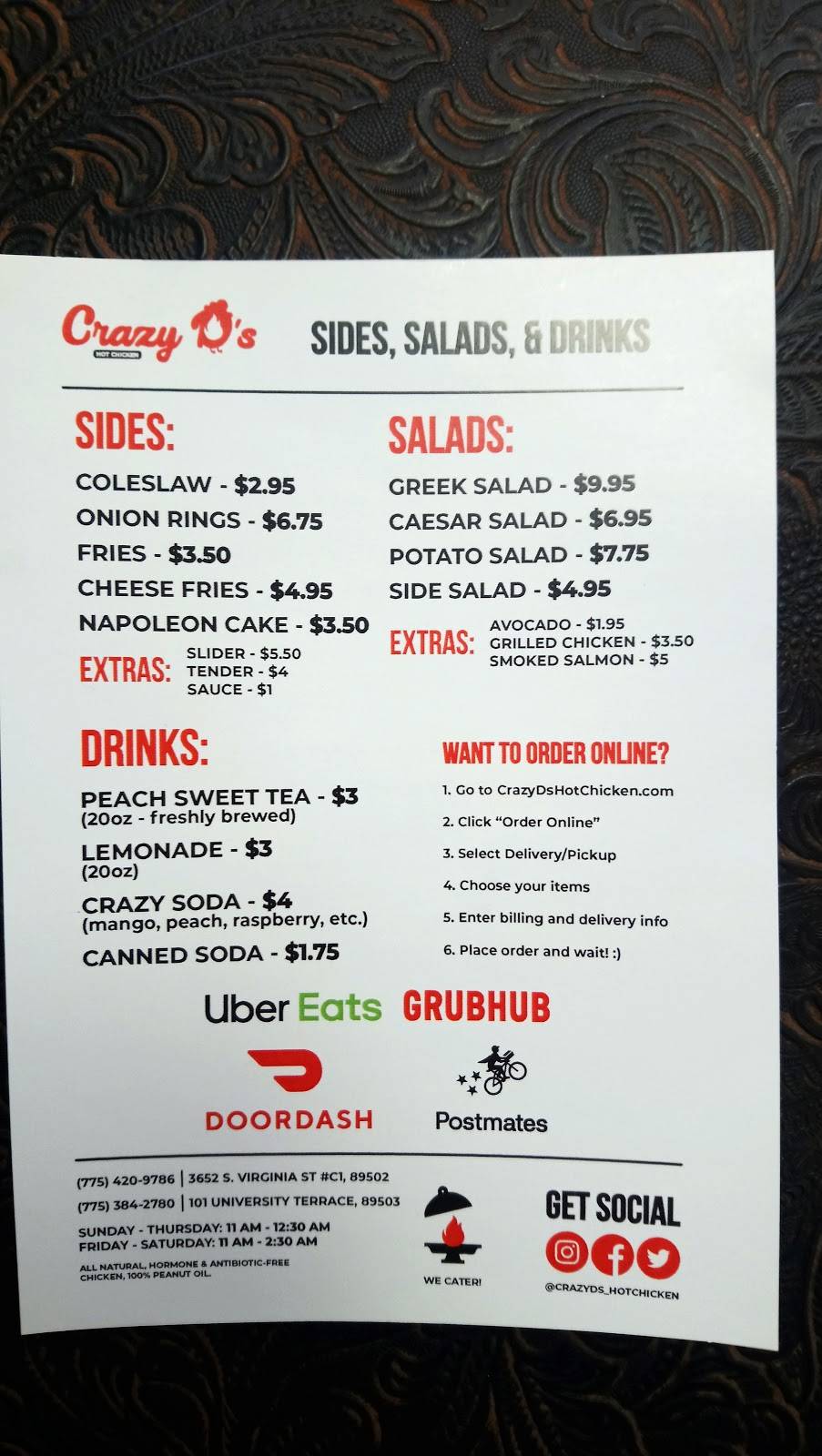 Crazy Ds Hot Chicken | restaurant | 3652 S Virginia St #C1, Reno, NV 89502, USA | 7754209786 OR +1 775-420-9786