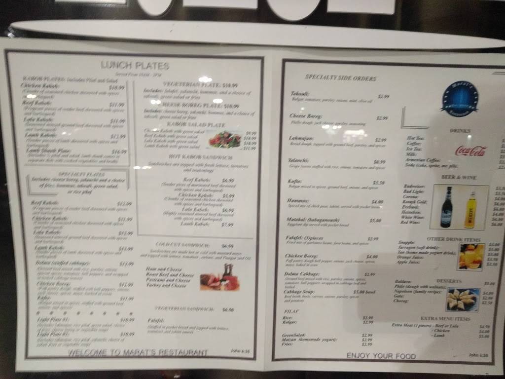Marats Restaurant | restaurant | 8961 N Cedar Ave #103, Fresno, CA 93720, USA | 5594392400 OR +1 559-439-2400