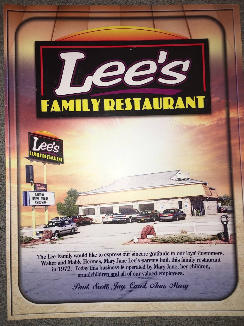 Lees Family Restaurant | restaurant | 2920 Old Fair Rd, Grand Island, NE 68803, USA | 3083847844 OR +1 308-384-7844