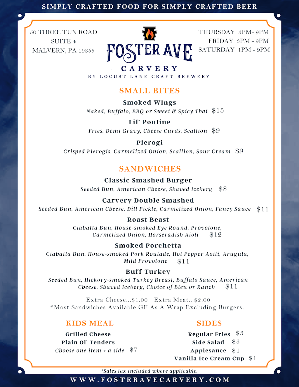 Foster Ave Carvery | restaurant | 50 Three Tun Rd Suite 4, Malvern, PA 19355, USA | 4843244141 OR +1 484-324-4141