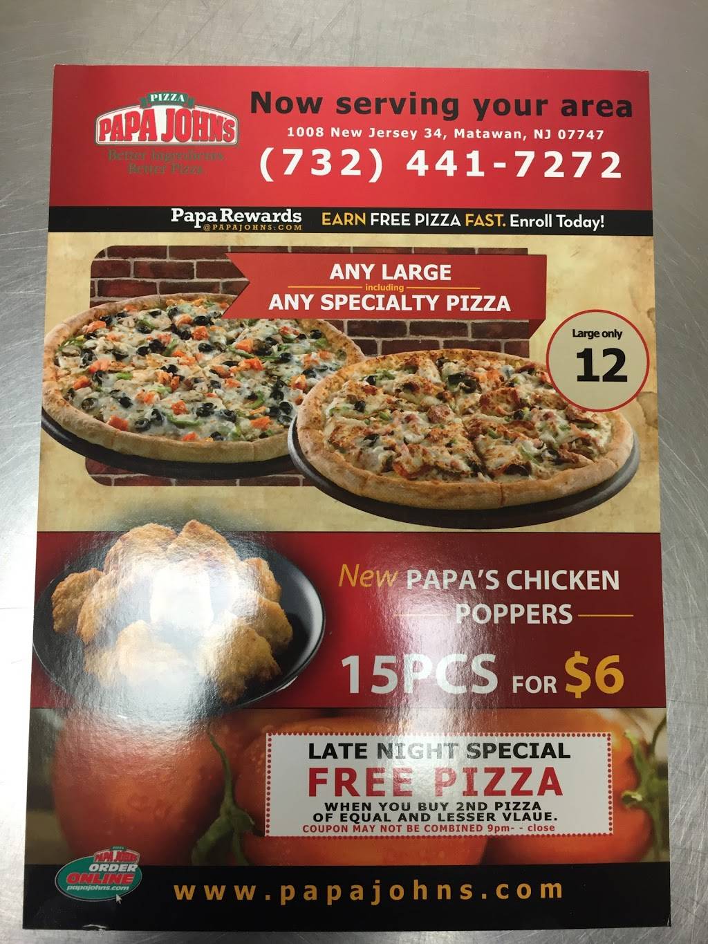 Papa Johns Pizza | restaurant | 1008 NJ-34, Matawan, NJ 07747, USA | 7324417272 OR +1 732-441-7272