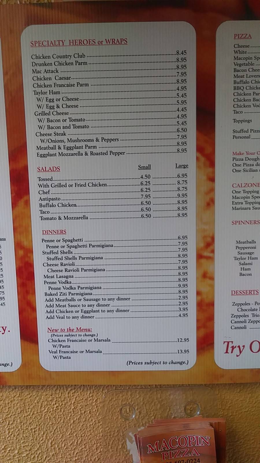 Macopin Pizza | restaurant | 707 Macopin Rd, West Milford, NJ 07480, USA | 9736970224 OR +1 973-697-0224