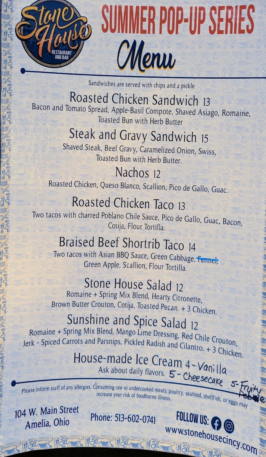 Stone House Restaurant and Bar | restaurant | 104 W Main St, Amelia, OH 45102, USA | 5136020741 OR +1 513-602-0741