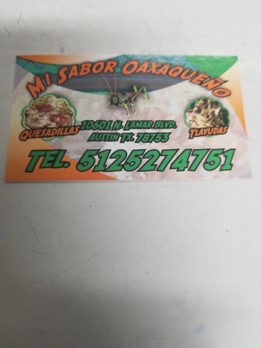 Mi sabor Oaxaqueño 1 | restaurant | 10601 N Lamar Blvd, Austin, TX 78753, USA | 5125274751 OR +1 512-527-4751