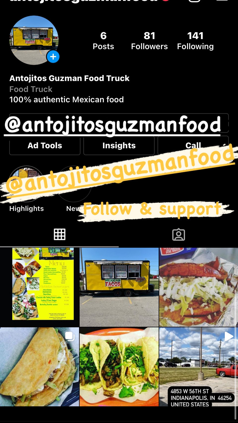 Antojitos Guzman food truck #1 | restaurant | 4853 W 56th St, Indianapolis, IN 46254, USA | 6026324289 OR +1 602-632-4289