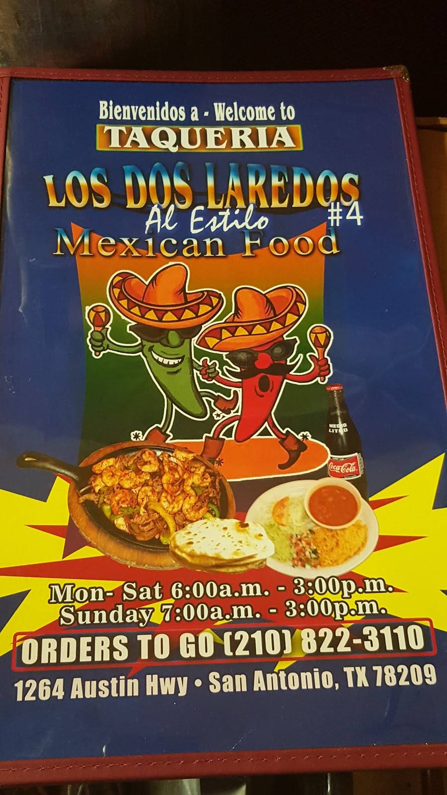 Taqueria Los Dos Laredo | restaurant | 1264 Austin Hwy, San Antonio, TX 78209, USA | 2108223110 OR +1 210-822-3110