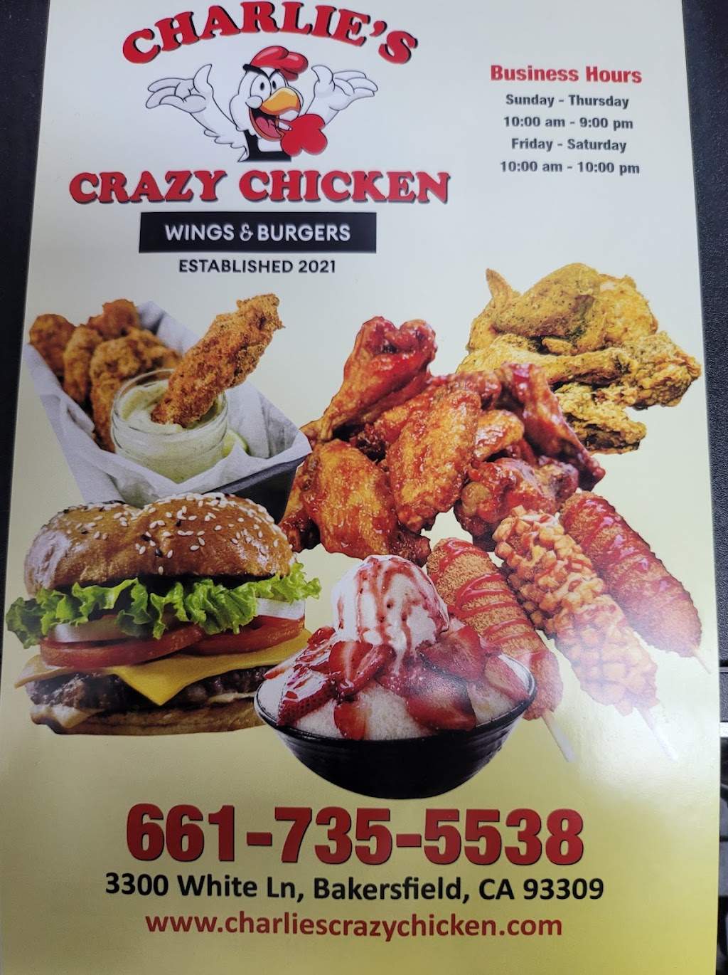 Charlies Crazy Chicken | restaurant | 3300 White Ln, Bakersfield, CA 93309, USA | 6617355538 OR +1 661-735-5538