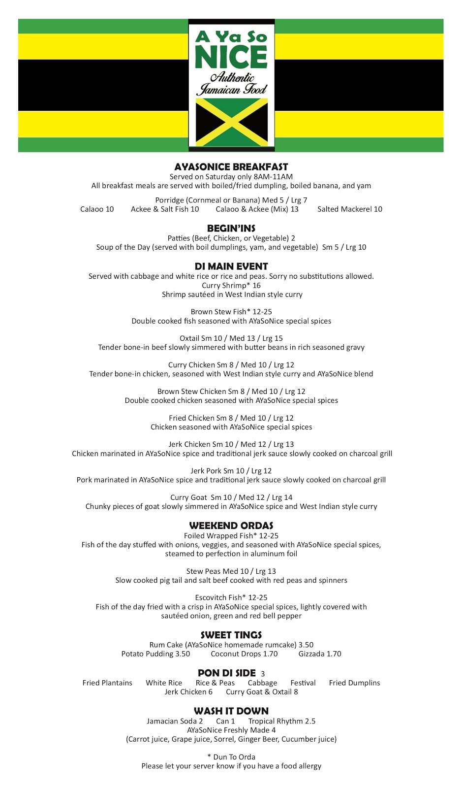 A Ya So Nice: Authentic Jamaican Food | restaurant | 165 S Dupont Hwy, New Castle, DE 19720, USA | 3023173135 OR +1 302-317-3135