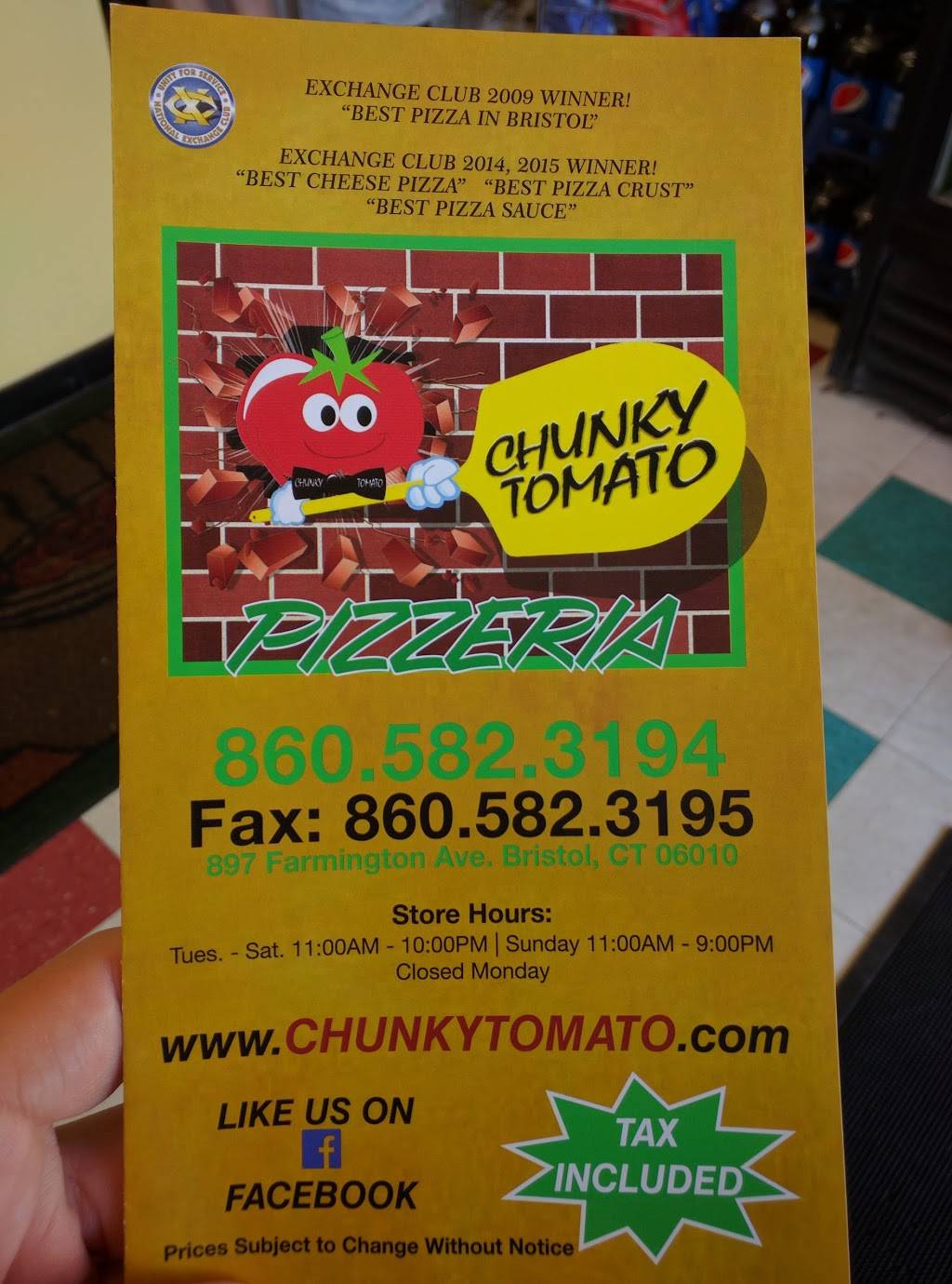 Chunky Tomato | restaurant | 897 Farmington Ave, Bristol, CT 06010, USA | 8605823194 OR +1 860-582-3194
