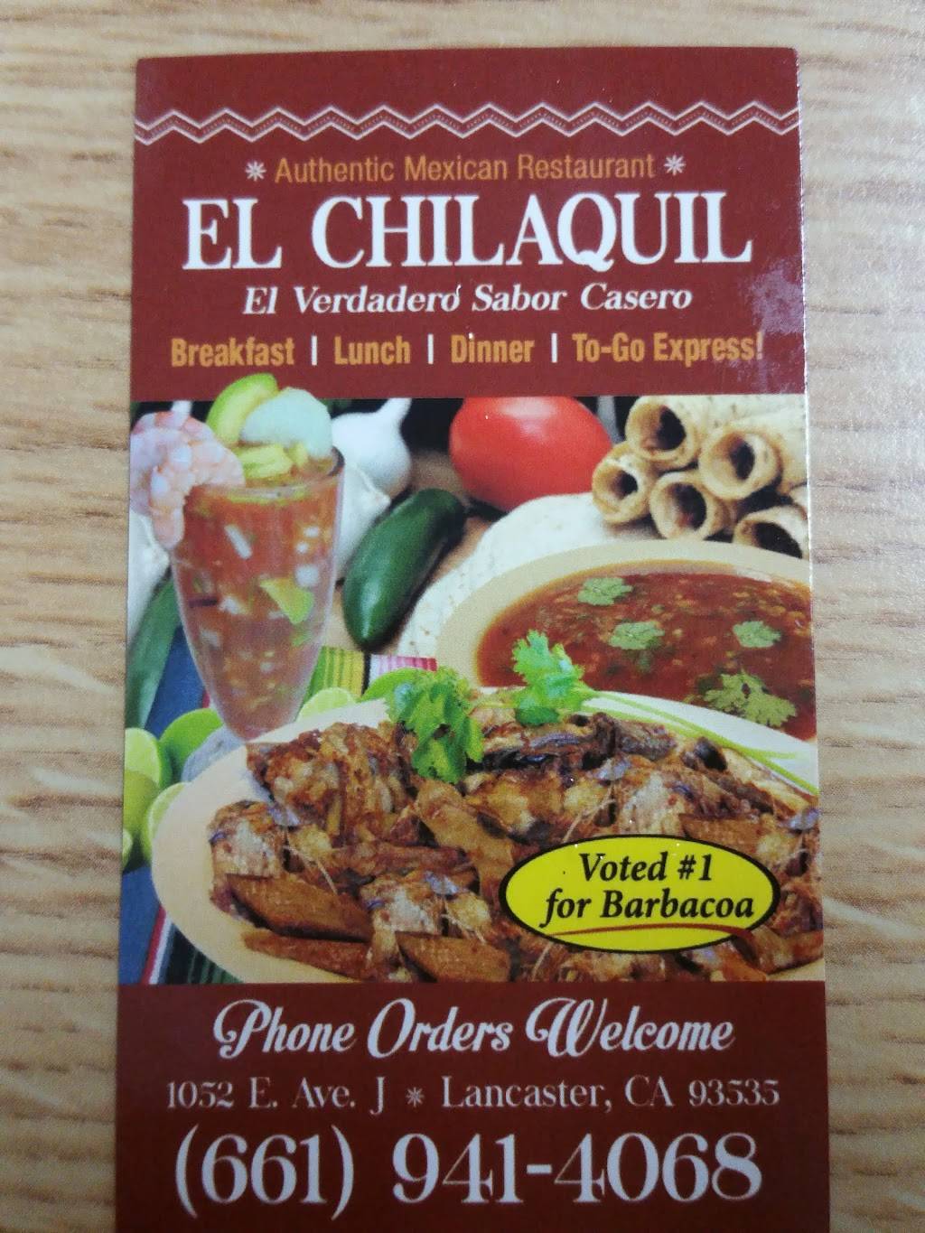 El Chilaquil Authentic Mexican Restaurant | restaurant | East Lancaster Plaza Shopping Center, 1052 E Avenue J, Lancaster, CA 93535, USA, Lancaster, CA 93535, USA | 6619414068 OR +1 661-941-4068